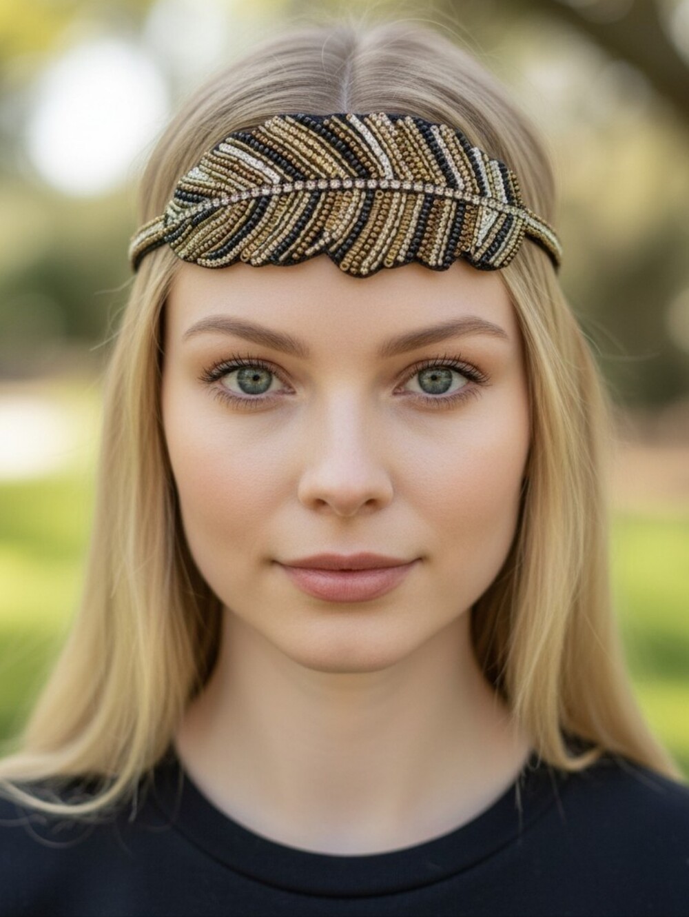 Feather Seed Bead Headband